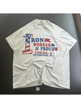 Hanes Heavyweight 50/50 Iron Worker & Proud Local 3 Pittsburgh, PA Graphic T‑Shw
